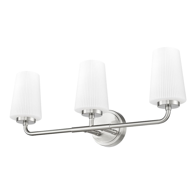Z-Lite Montford 3 Light Vanity, Brushed Nickel/Matte Opal