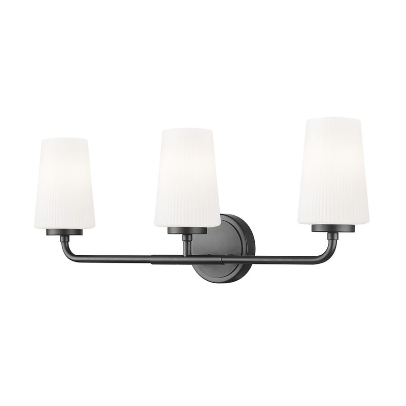 Z-Lite Montford 3 Light Vanity, Matte Black/Matte Opal - 7005-3V-MB