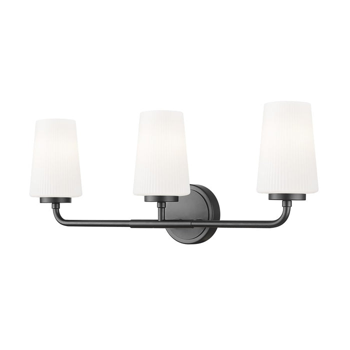 Z-Lite Montford 3 Light Vanity, Matte Black/Matte Opal - 7005-3V-MB