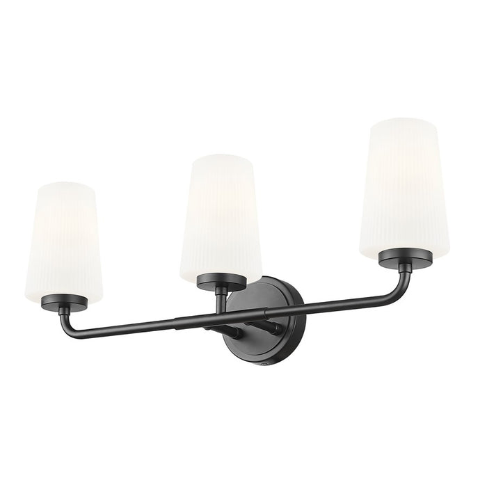 Z-Lite Montford 3 Light Vanity, Matte Black/Matte Opal