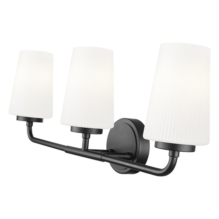 Z-Lite Montford 3 Light Vanity, Matte Black/Matte Opal