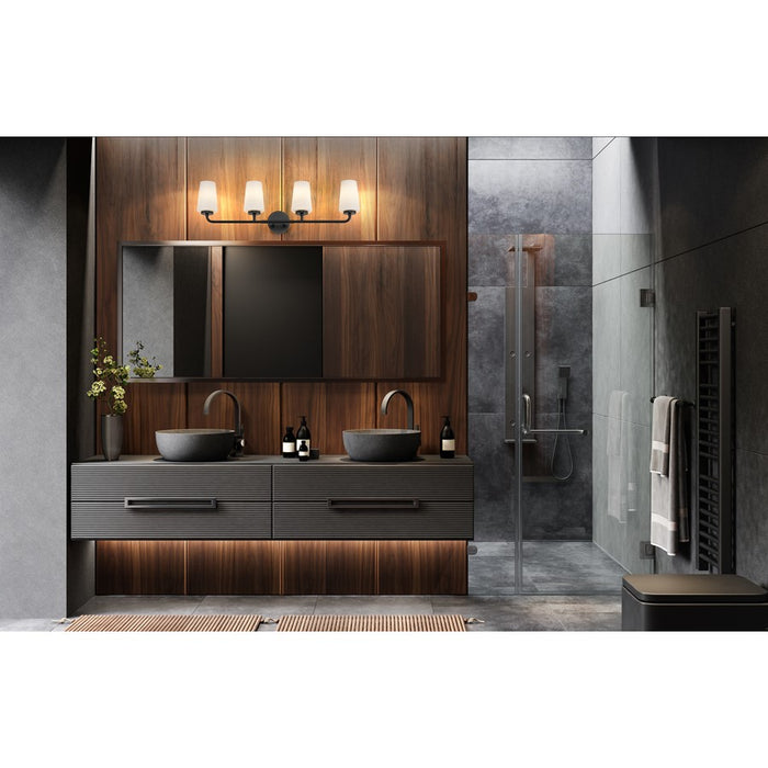 Z-Lite Montford 4 Light Vanity, Matte Black/Matte Opal