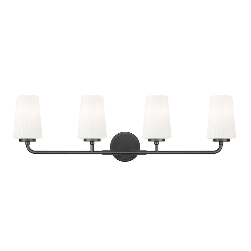 Z-Lite Montford 4 Light Vanity, Matte Black/Matte Opal