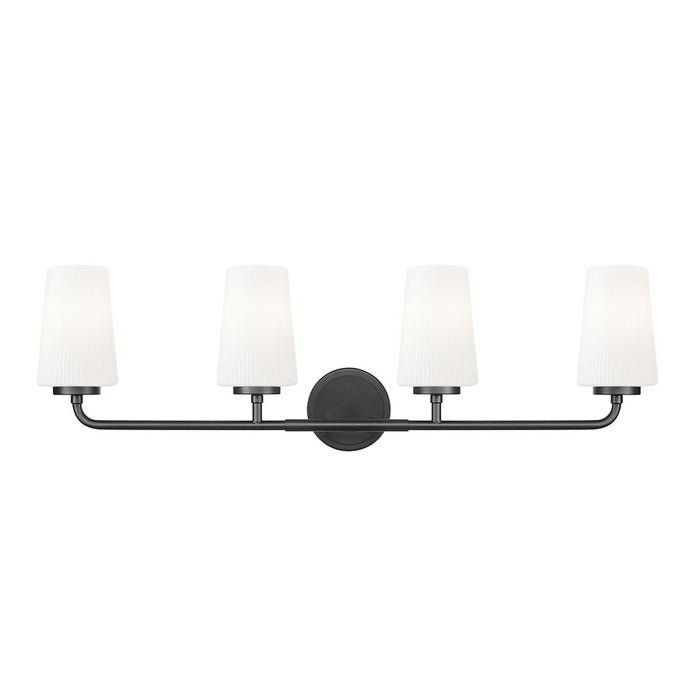 Z-Lite Montford 4 Light Vanity, Matte Black/Matte Opal