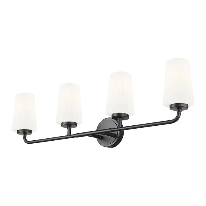Z-Lite Montford 4 Light Vanity, Matte Black/Matte Opal