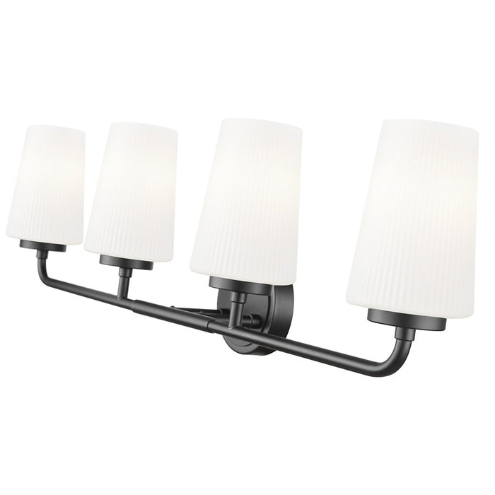 Z-Lite Montford 4 Light Vanity, Matte Black/Matte Opal