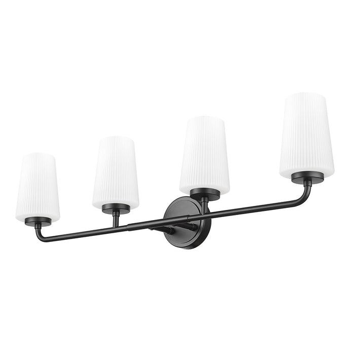 Z-Lite Montford 4 Light Vanity, Matte Black/Matte Opal