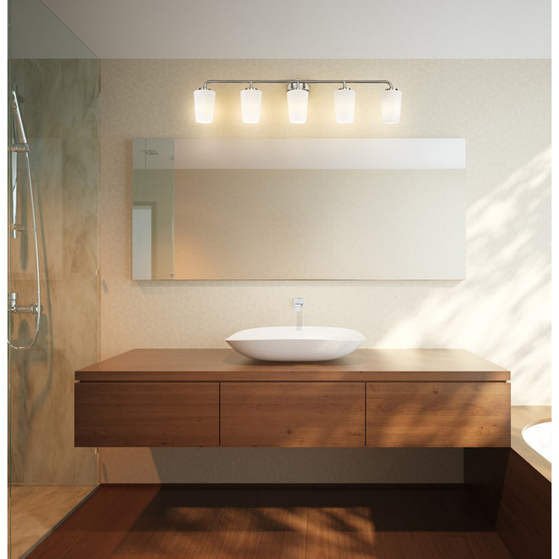 Z-Lite Montford 5 Light Vanity, Brushed Nickel/Matte Opal