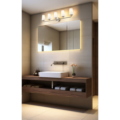 Z-Lite Montford 5 Light Vanity, Brushed Nickel/Matte Opal