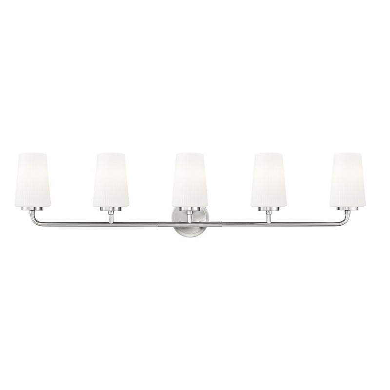 Z-Lite Montford 5 Light Vanity, Brushed Nickel/Matte Opal