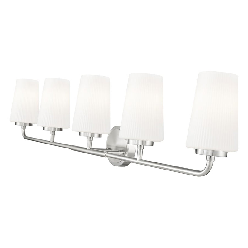 Z-Lite Montford 5 Light Vanity, Brushed Nickel/Matte Opal