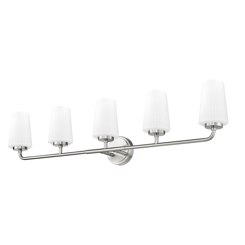 Z-Lite Montford 5 Light Vanity, Brushed Nickel/Matte Opal