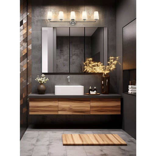 Z-Lite Montford 5 Light Vanity, Chrome/Matte Opal