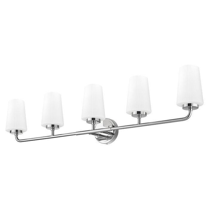 Z-Lite Montford 5 Light Vanity, Chrome/Matte Opal