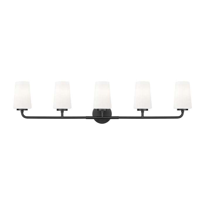 Z-Lite Montford 5 Light Vanity, Matte Black/Matte Opal