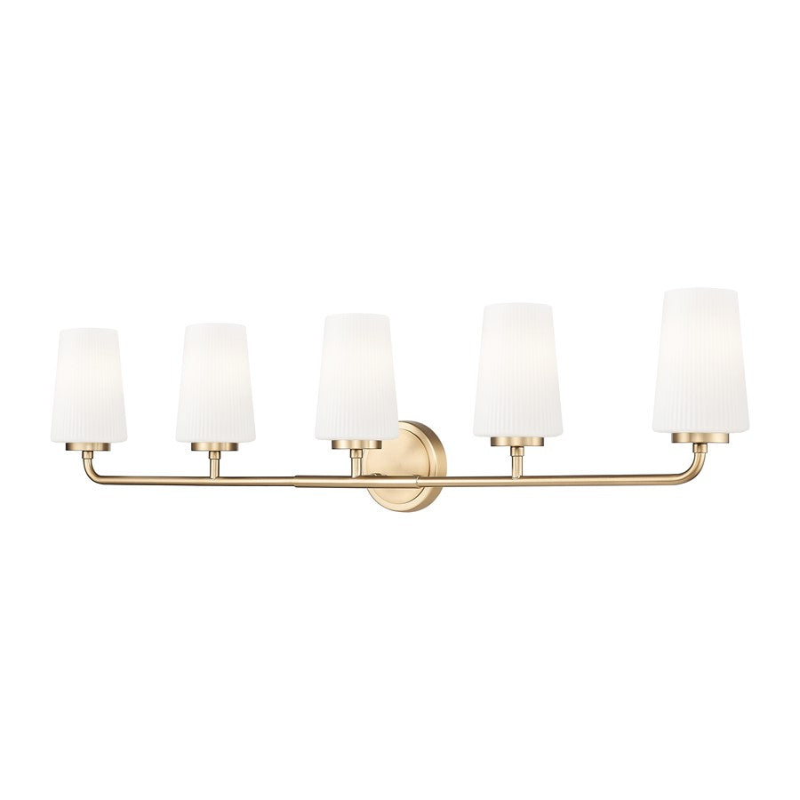 Z-Lite Montford 5 Light Vanity, Modern Gold/Matte Opal - 7005-5V-MGLD