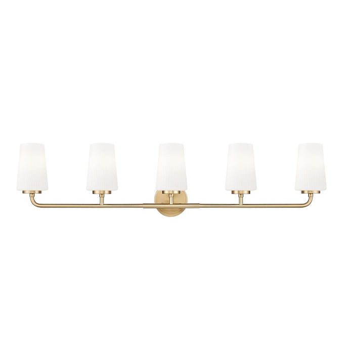 Z-Lite Montford 5 Light Vanity, Modern Gold/Matte Opal