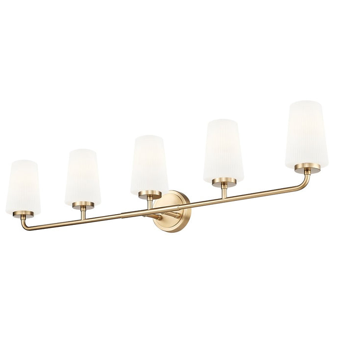 Z-Lite Montford 5 Light Vanity, Modern Gold/Matte Opal