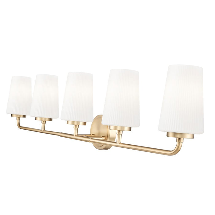 Z-Lite Montford 5 Light Vanity, Modern Gold/Matte Opal