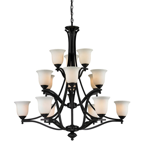 Z-Lite Lagoon 15 Light Chandelier, Matte Black, Matte Opal - 703-15-MB