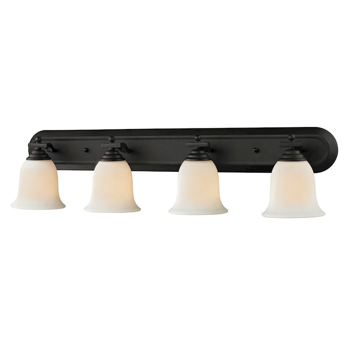 Z-Lite Lagoon 4 Light Vanity Light, Matte Black, Matte Opal - 703-4V-MB