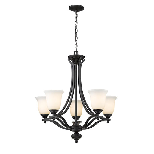 Z-Lite Lagoon 5 Light Chandelier, Matte Black, Matte Opal - 703-5-MB