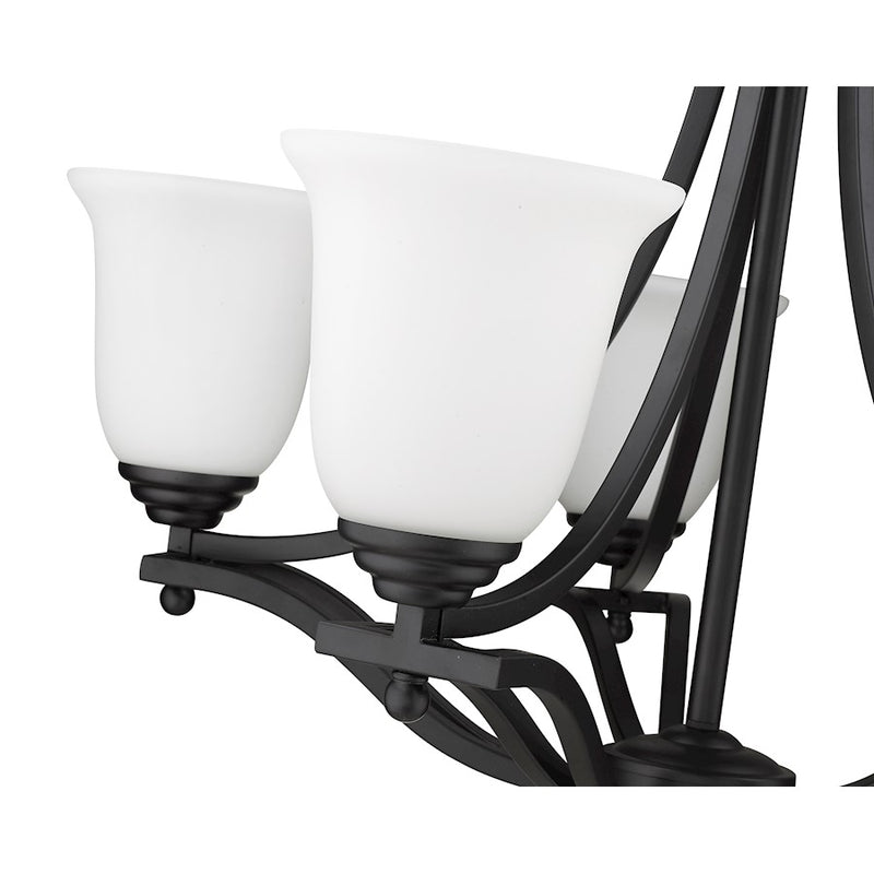 Z-Lite Lagoon 5 Light Chandelier, Matte Black/Matte Opal