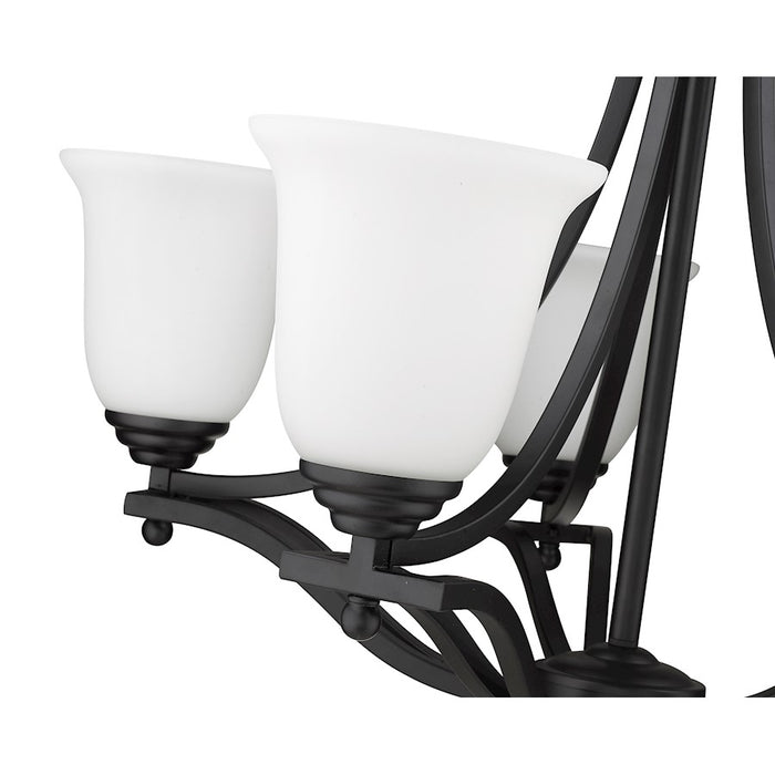Z-Lite Lagoon 5 Light Chandelier, Matte Black/Matte Opal