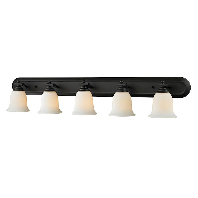 Z-Lite Lagoon 5 Light Vanity Light, Matte Black, Matte Opal - 703-5V-MB