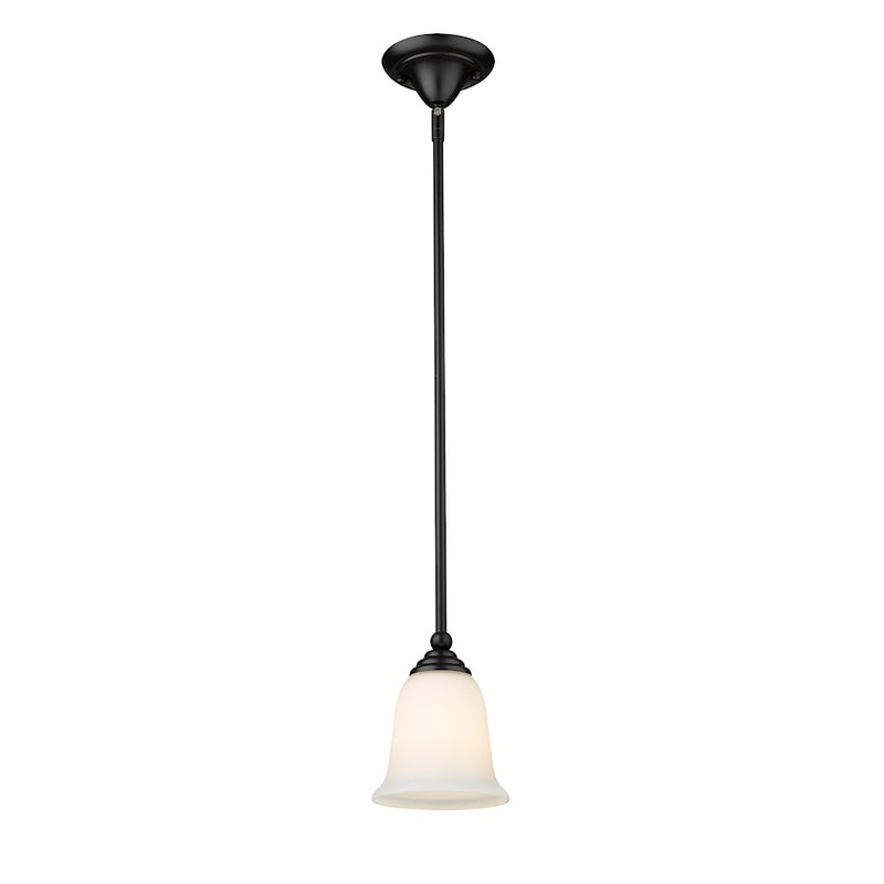Z-Lite Lagoon 1 Light Mini Pendant, Matte Black, Matte Opal - 703MP-MB