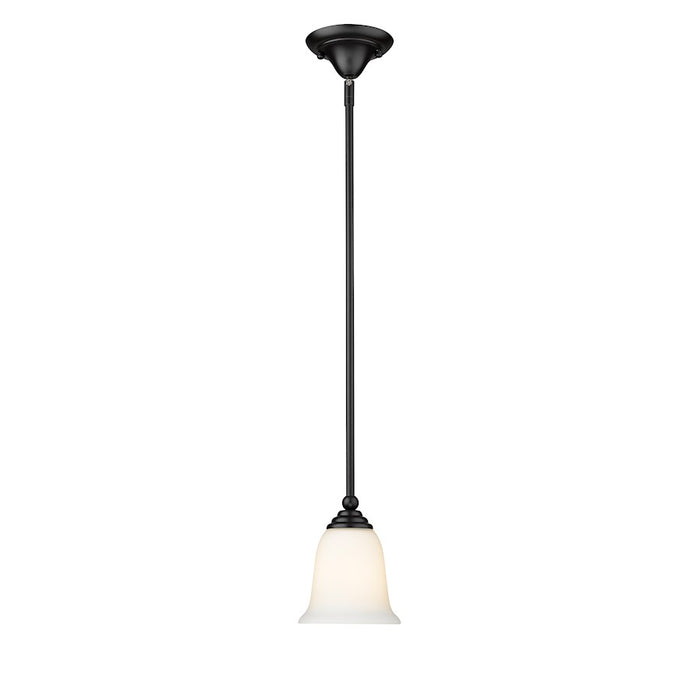 Z-Lite Lagoon 1 Light Mini Pendant, Matte Black/Matte Opal
