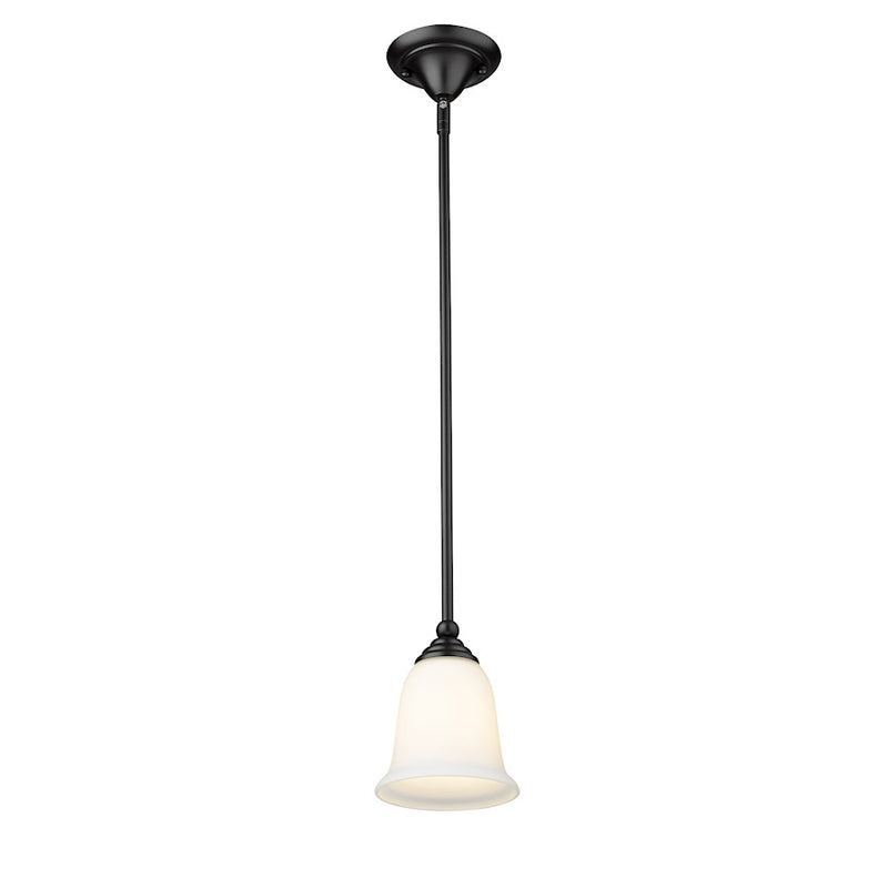 Z-Lite Lagoon 1 Light Mini Pendant, Matte Black/Matte Opal
