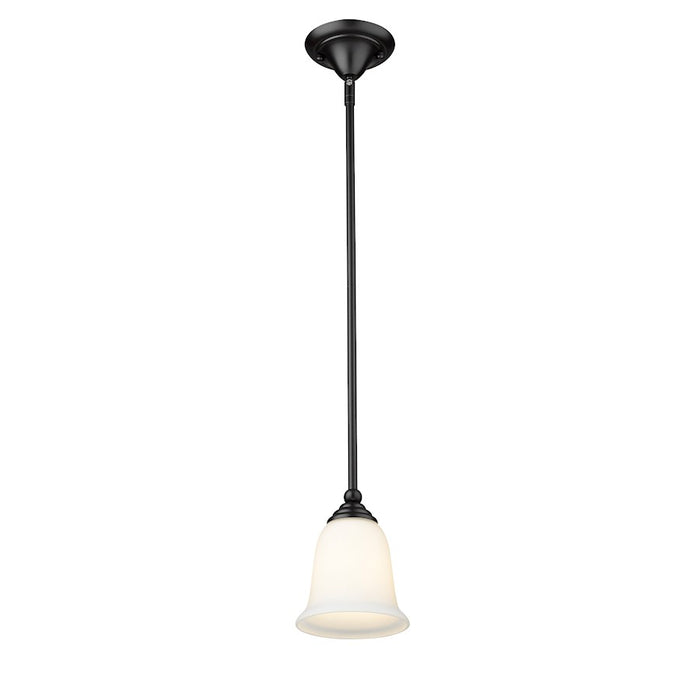 Z-Lite Lagoon 1 Light Mini Pendant, Matte Black/Matte Opal