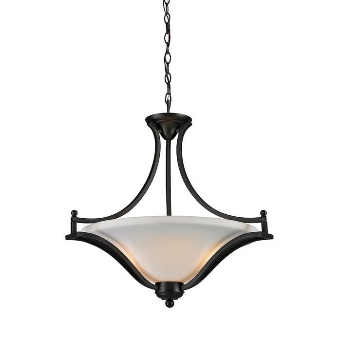 Z-Lite Lagoon 3 Light Pendant, 24x24", Matte Black, Matte Opal - 703P-MB