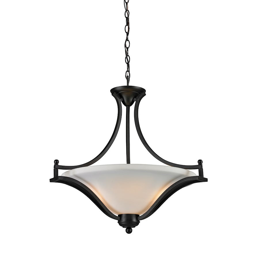 Z-Lite Lagoon 3 Light Pendant, 24x24", Matte Black, Matte Opal - 703P-MB