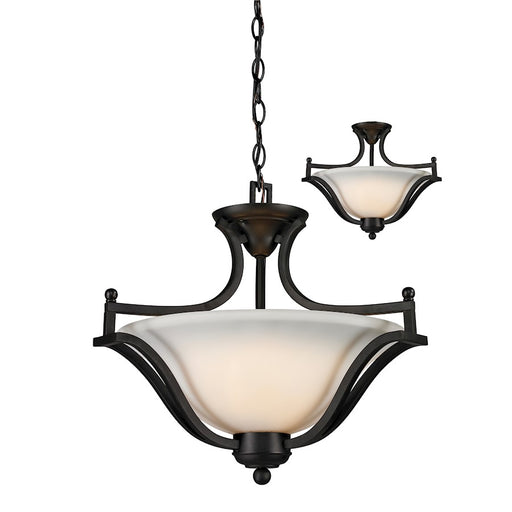 Z-Lite Lagoon 3 Light Pendant, 19.5x15", Matte Black, Matte Opal - 703SFC-MB