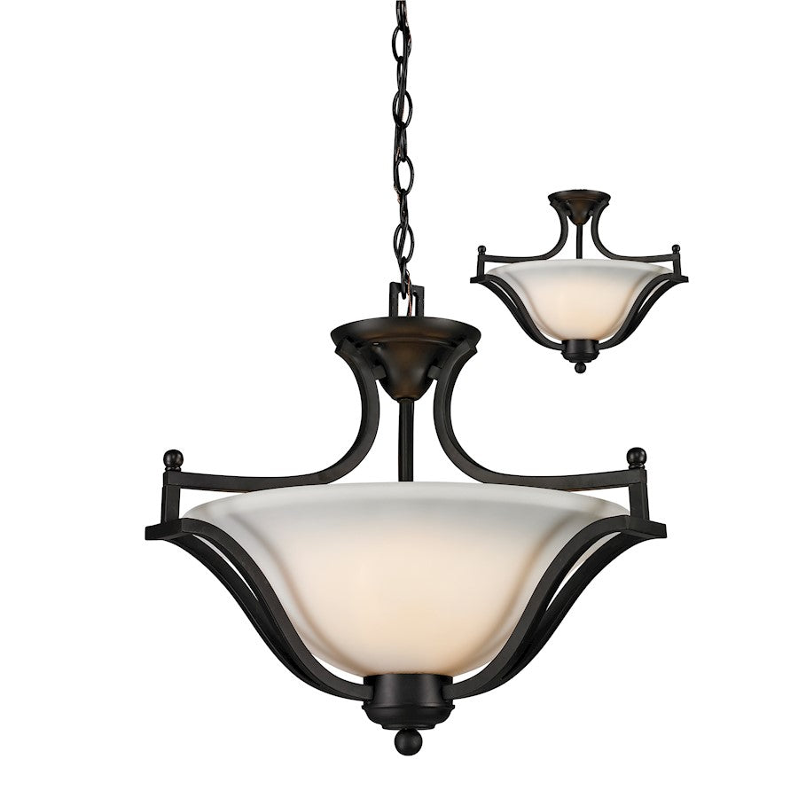 Z-Lite Lagoon 3 Light Pendant, 19.5x15", Matte Black, Matte Opal - 703SFC-MB