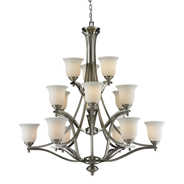 Z-Lite Lagoon 15 Light Chandelier, Brushed Nickel, Matte Opal - 704-15-BN