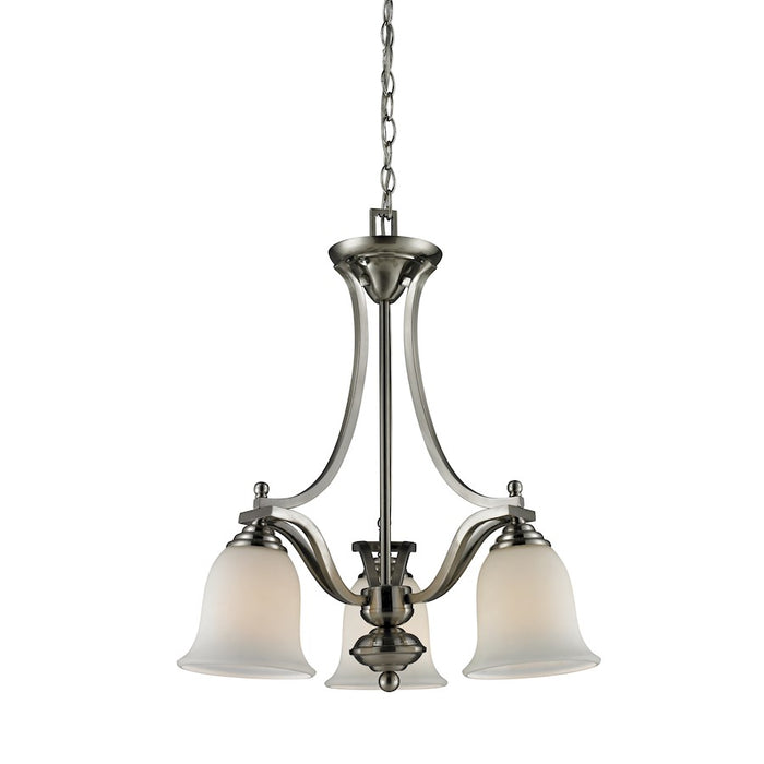 Z-Lite Lagoon 3 Light Chandelier, Brushed Nickel, Matte Opal - 704-3-BN