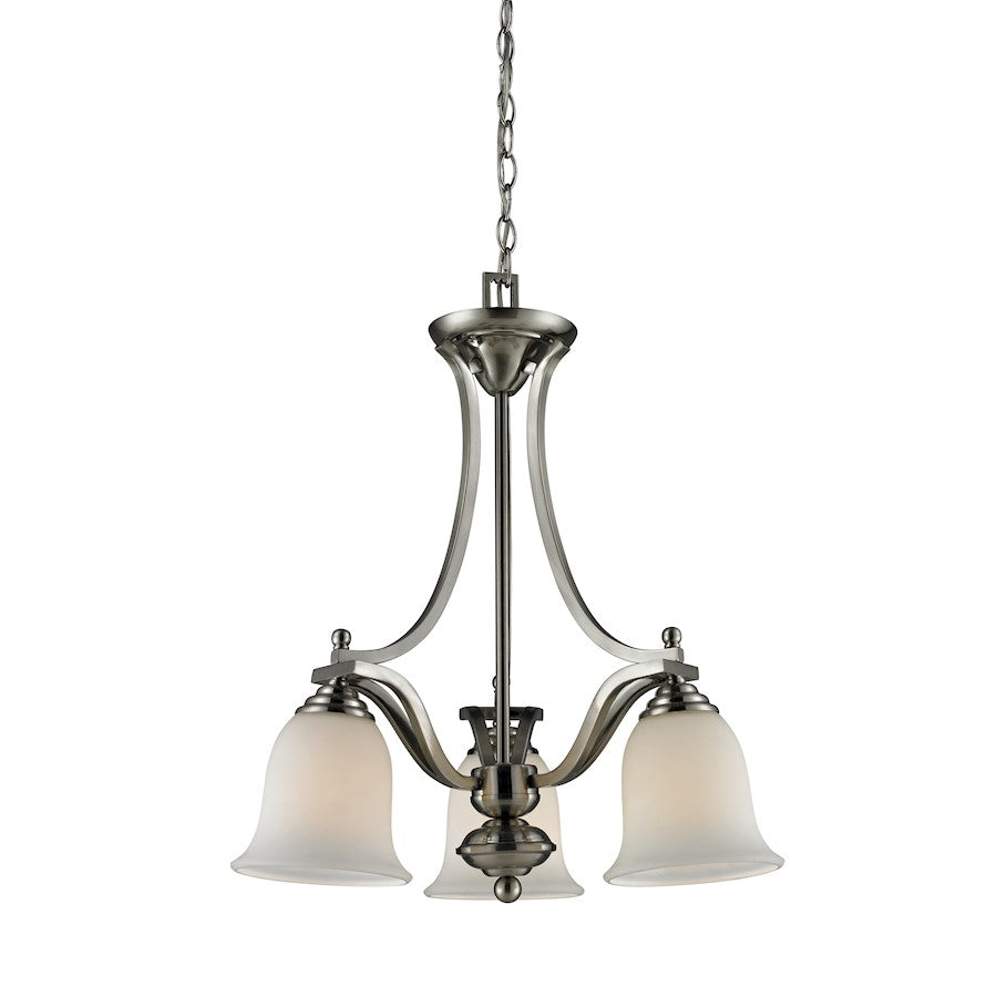 Z-Lite Lagoon 3 Light Chandelier, Brushed Nickel, Matte Opal - 704-3-BN