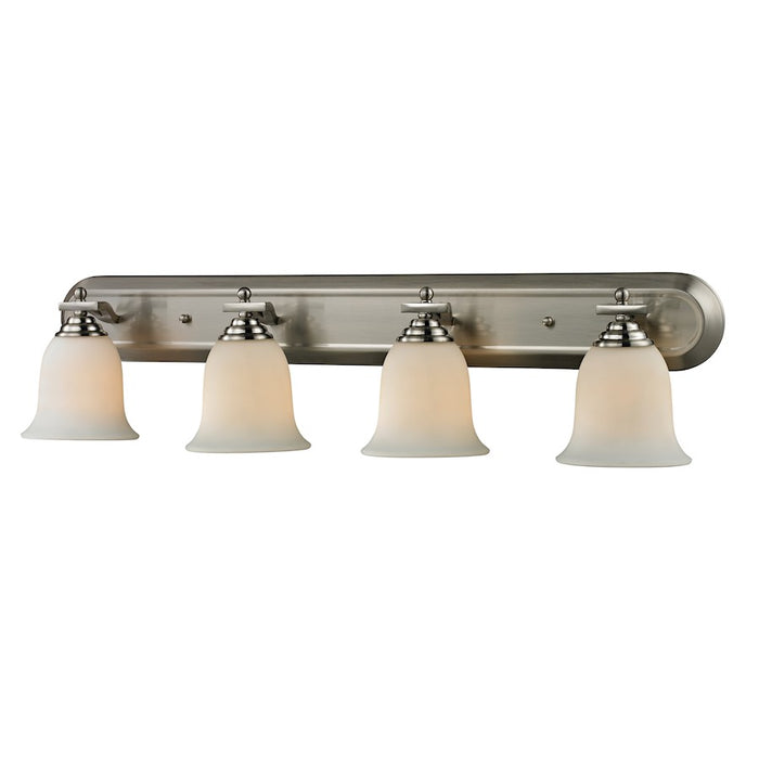 Z-Lite Lagoon 4 Light Vanity Light, Brushed Nickel, Matte Opal - 704-4V-BN
