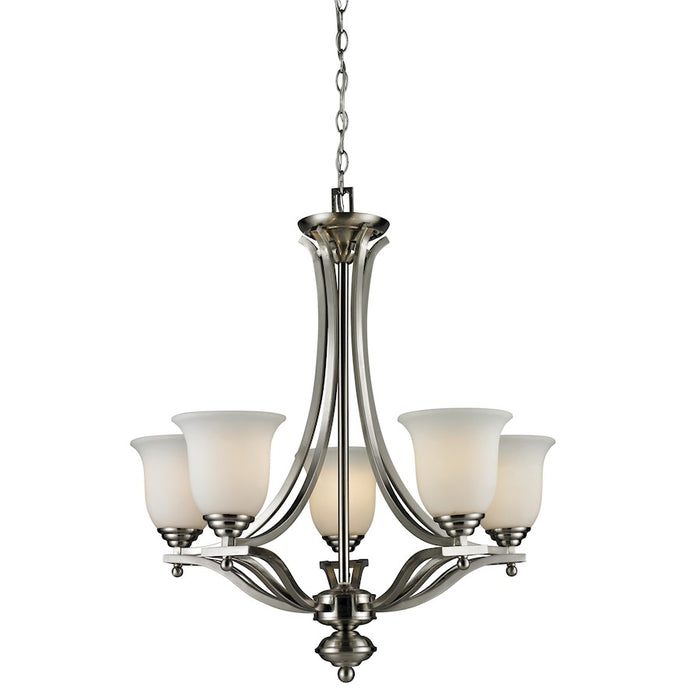 Z-Lite Lagoon 5 Light Chandelier, Brushed Nickel, Matte Opal - 704-5-BN
