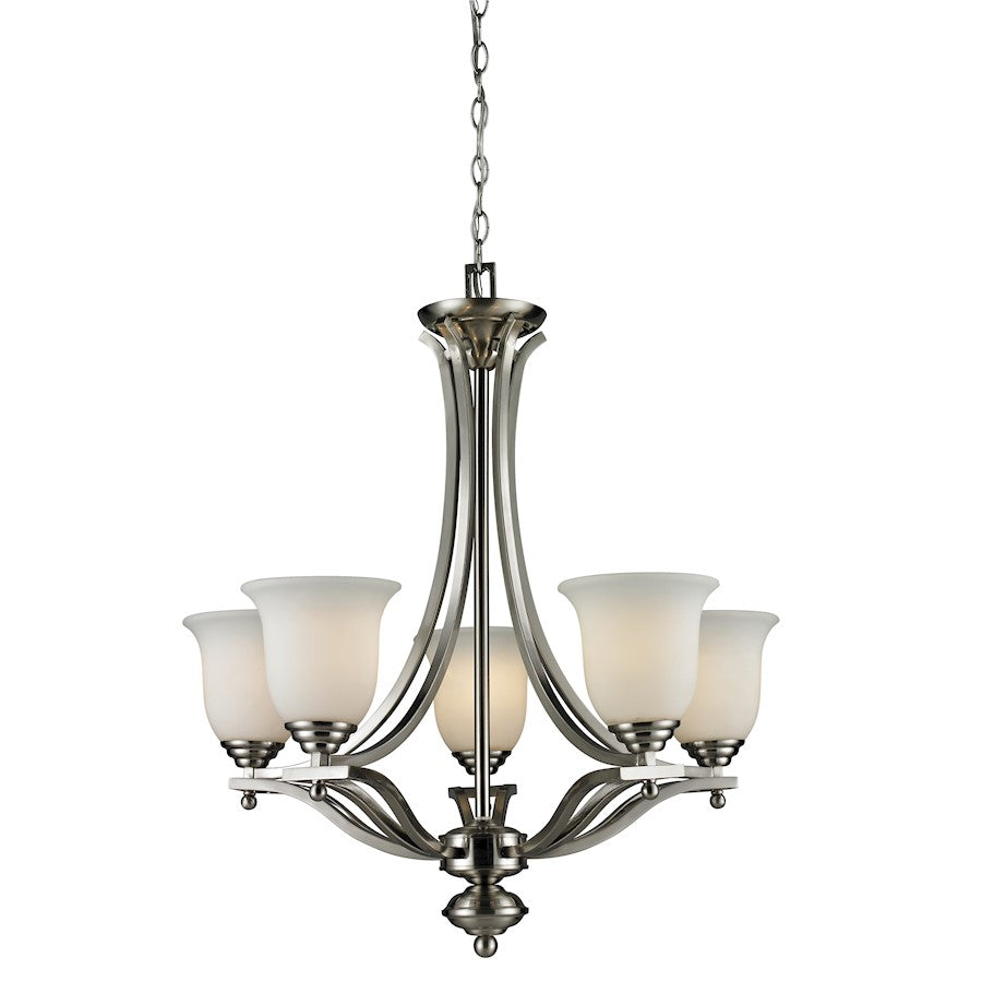 Z-Lite Lagoon 5 Light Chandelier, Brushed Nickel, Matte Opal - 704-5-BN