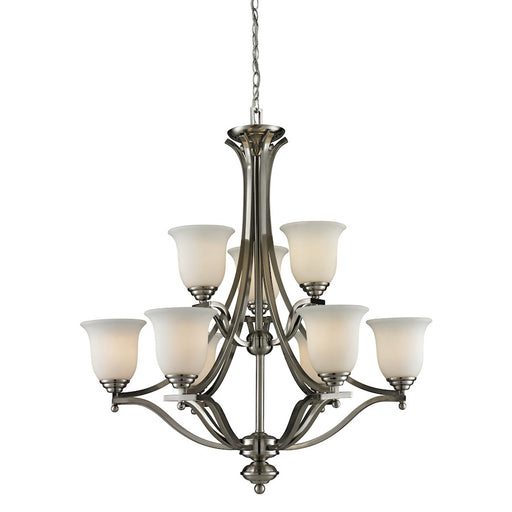 Z-Lite Lagoon 9 Light Chandelier, Brushed Nickel, Matte Opal - 704-9-BN