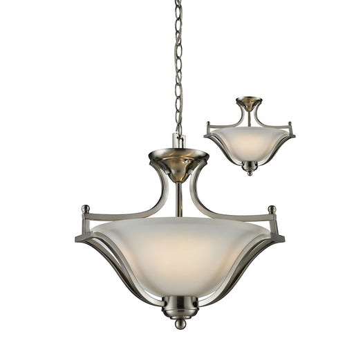 Z-Lite Lagoon 3 Light Pendant, 19.5x15", Brushed Nickel, Matte Opal - 704SFC-BN