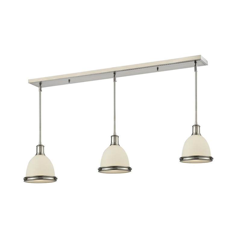 Z-Lite Mason 3 Light Island/Billiard Light, 50x8x9.75", Nickel, Opal - 714MP-3BN