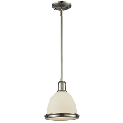 Z-Lite Mason 1 Light Mini Pendant, Brushed Nickel, Matte Opal - 714MP-BN