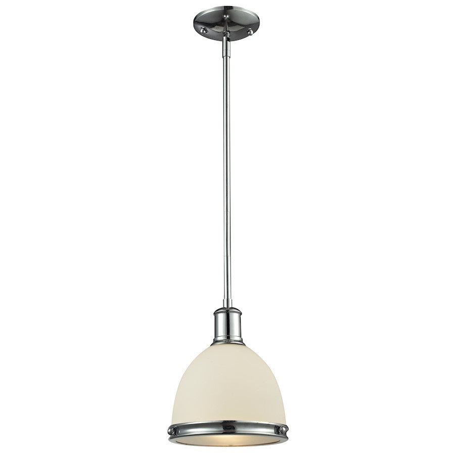 Z-Lite Mason 1 Light Mini Pendant, Chrome, Matte Opal - 715MP-CH