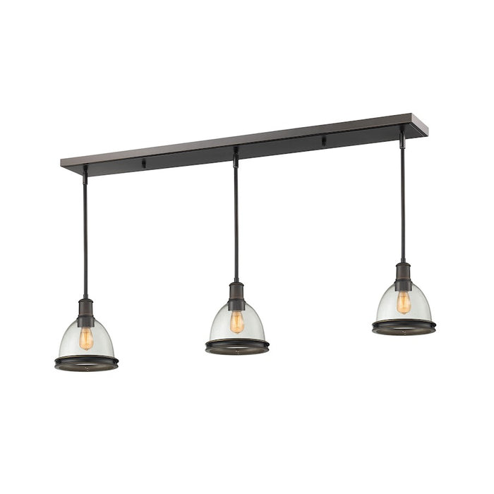 Z-Lite Mason 3 Light Island/Billiard Light 50x8x9.75", Bronze, Clear Seed - 717MP-3OB