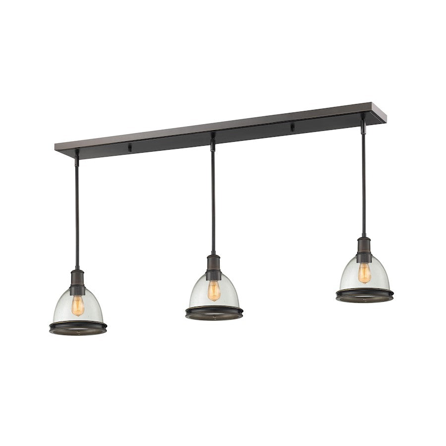 Z-Lite Mason 3 Light Island/Billiard Light 50x8x9.75", Bronze, Clear Seed - 717MP-3OB